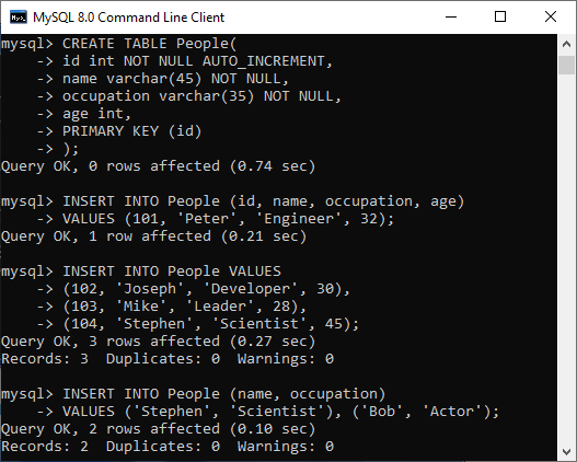 MySQL INSERT Statement