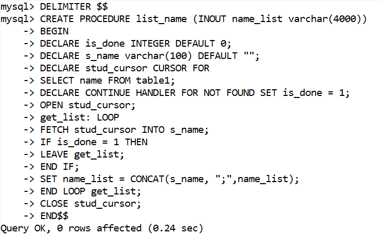 MySQL Cursor Javatpoint