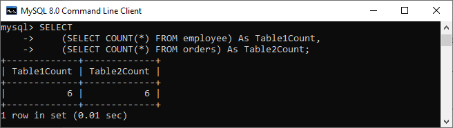 sqlite count number of rows selected