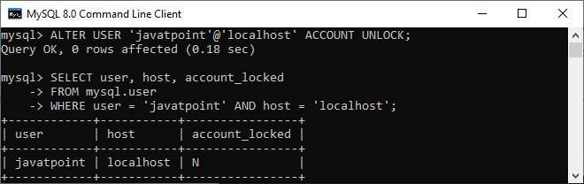 MySQL Unlock Account