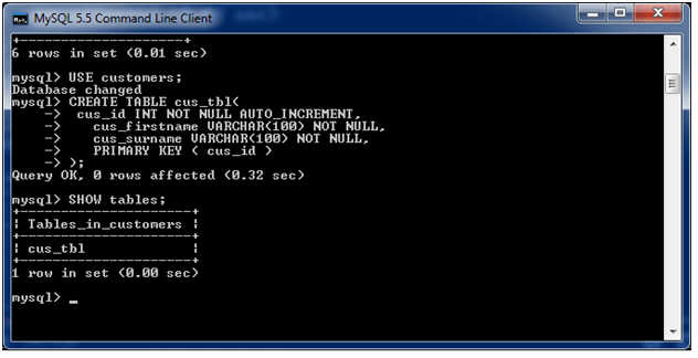 MySQL Create Table Javatpoint