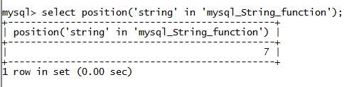 MySQL String POSITION() Function