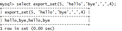 MySQL String EXPORT_SET() Function