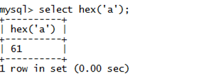 MySQL String HEX() Function