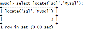 MySQL String LOCATE() Function