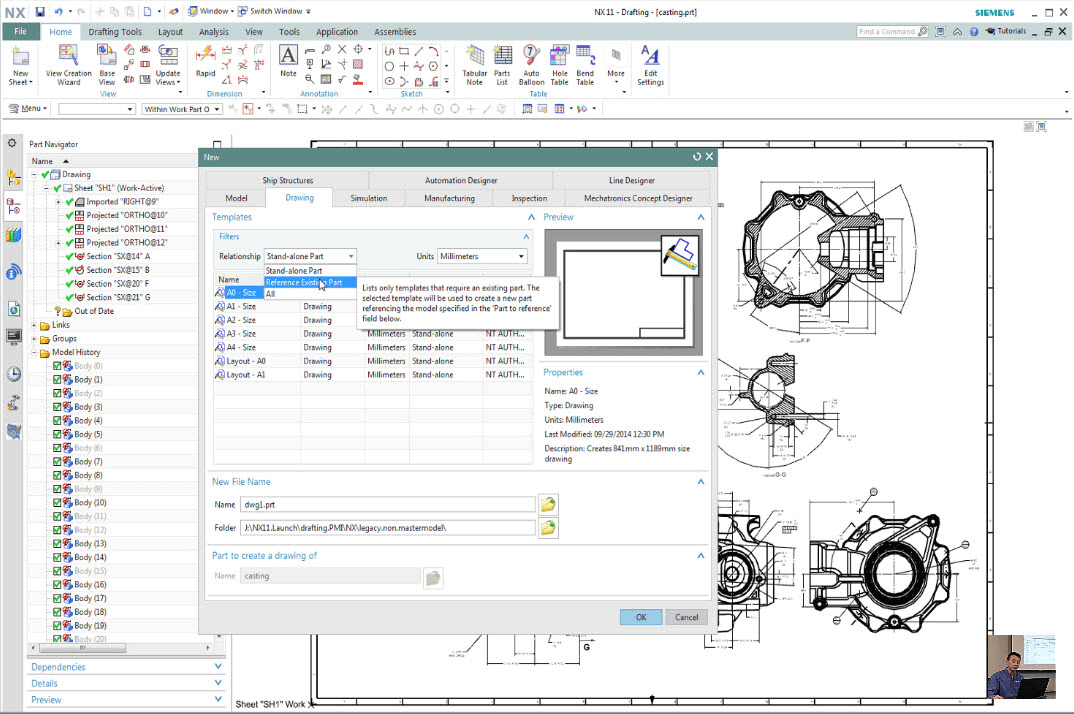How to convert a NX model to drawing