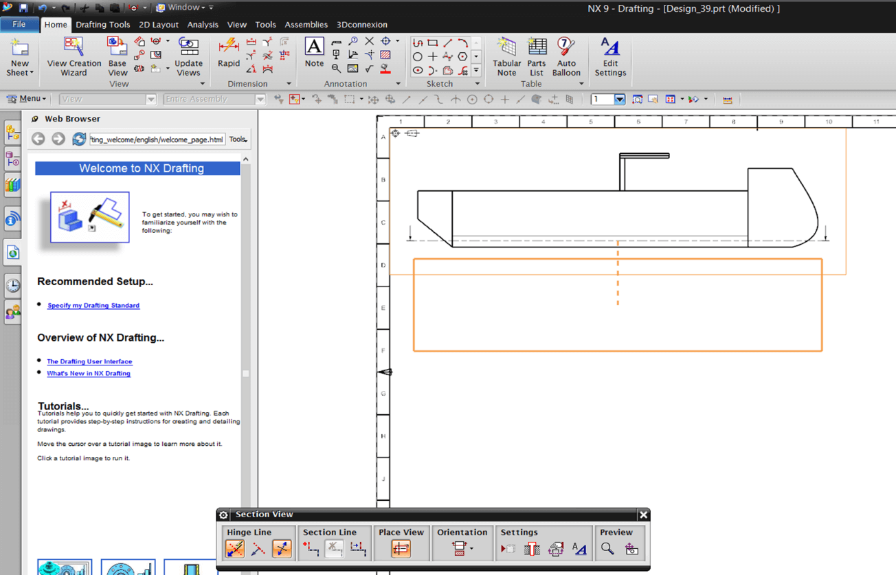 How to make a drawing from a part NX