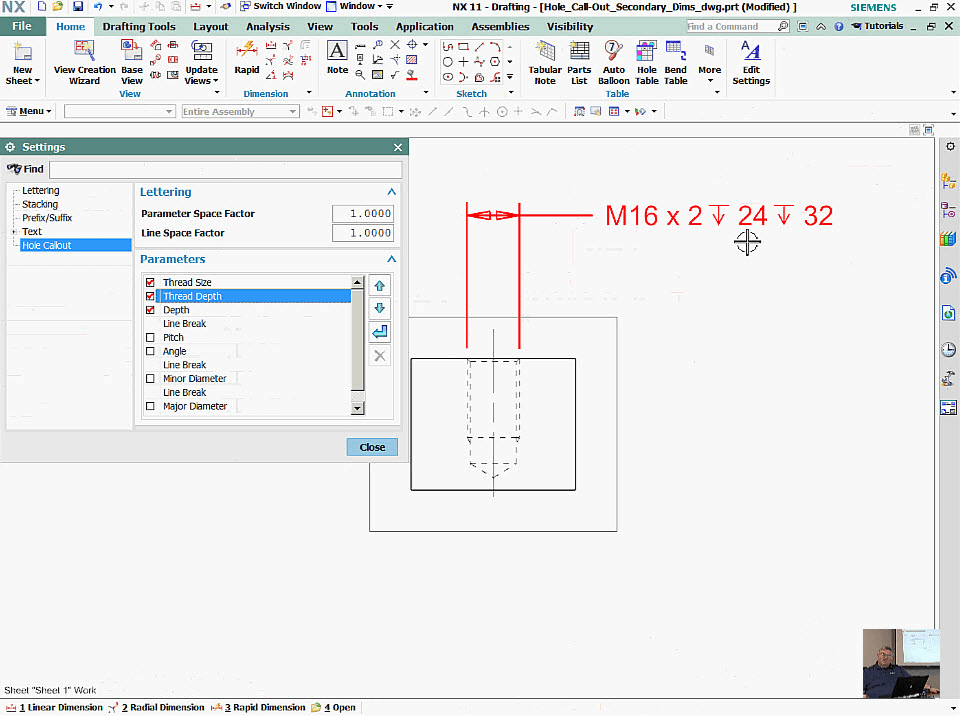 What is hole command in NX cad