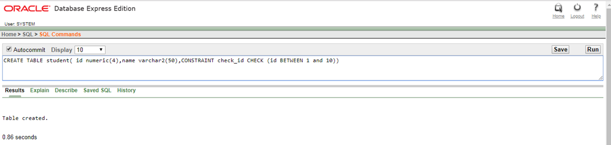 Check Constraints in Oracle