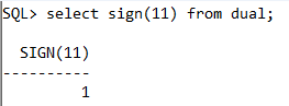 oracle Math SIGN() Function