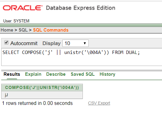 Oracle String COMPOSE Function