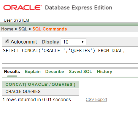 Oracle String CONCAT Function