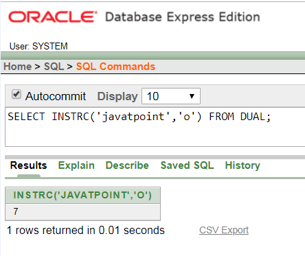 Oracle String INSTRC() Function