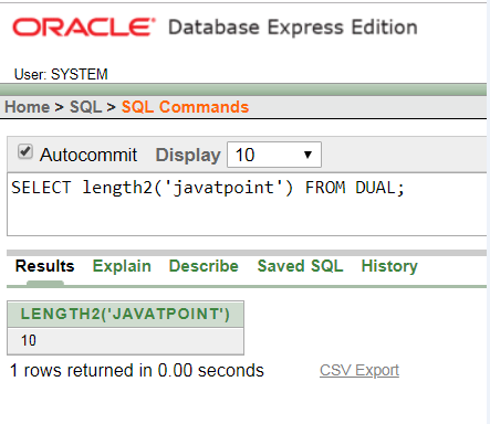 Oracle String LENGTH2() Function
