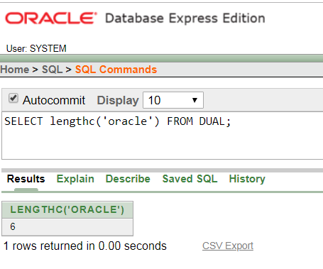 Oracle String LENGTHC() Function