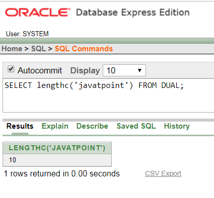 Oracle String LENGTHC() Function