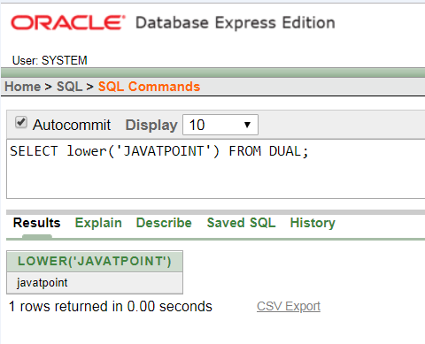 Oracle String LOWER() Function