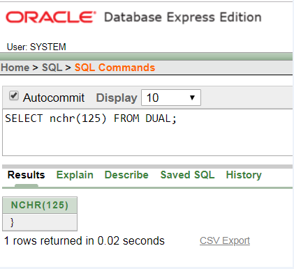 Oracle String NCHR() Function