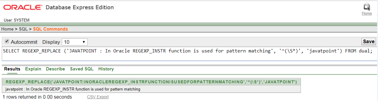 Oracle String REGEXP_REPLACE() Function