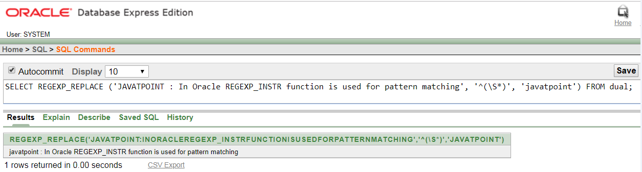 Oracle String REGEXP REPLACE Function Javatpoint