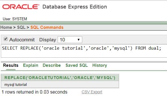 Oracle String REPLACE() Function