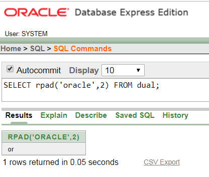 Oracle String RPAD() Function