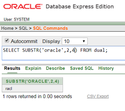Oracle String SUBSTR() Function