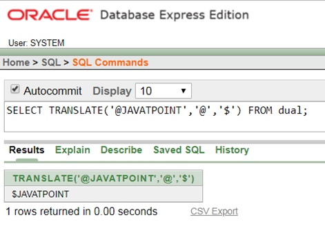 Oracle String TRANSLATE() Function