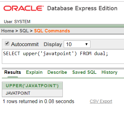 Oracle String UPPER() Function