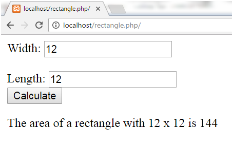 PHP Area of rectangle 2