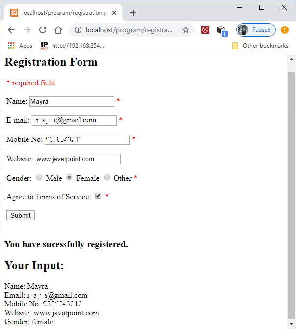 Form Validation in PHP