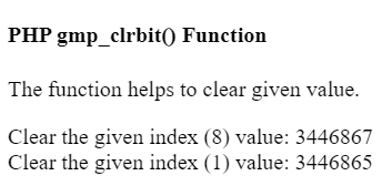 PHP GMP gmp_clrbit() Function