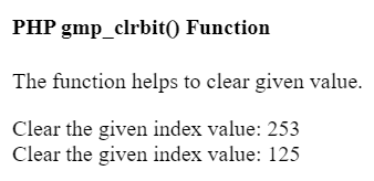 PHP GMP gmp_clrbit() Function