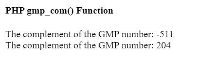 PHP GMP gmp_com() Function