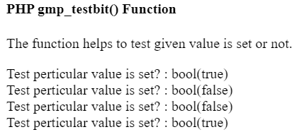 PHP GMP gmp_testbit() Function