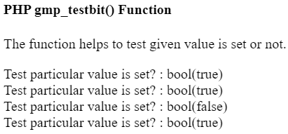 PHP GMP gmp_testbit() Function