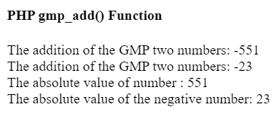 PHP gmp_add() Function