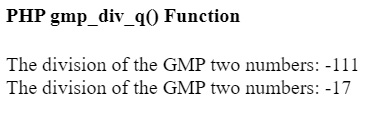 PHP gmp_div_q() Function