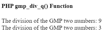 PHP gmp_div_q() Function