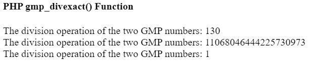 PHP gmp_divexact() Function