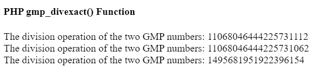 PHP gmp_divexact() Function