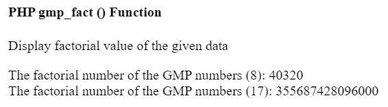 PHP gmp_fact() Function
