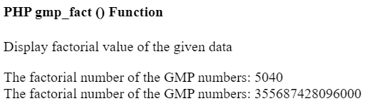 PHP gmp_fact() Function