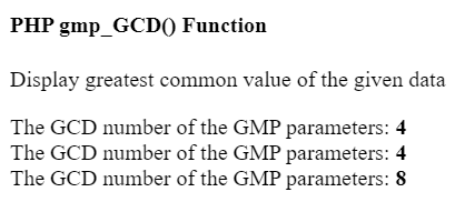 PHP gmp_gcd() Function