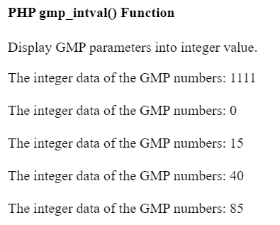 PHP gmp_intval() Function