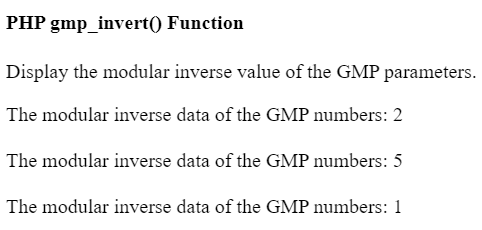 PHP gmp_invert() Function