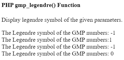 PHP gmp_legendre() Function