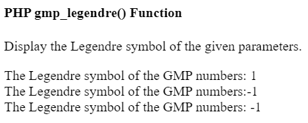 PHP gmp_legendre() Function