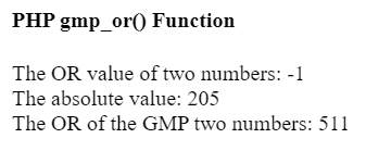PHP gmp_or() function