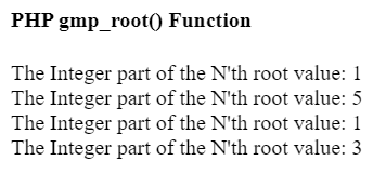 PHP gmp_root() function